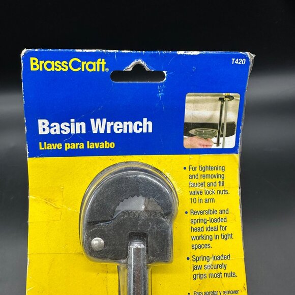 BrassCraft Basin Wrench T420 Long Arm Spring Loaded Jaw Tightening Faucet Nuts - Picture 4 of 8